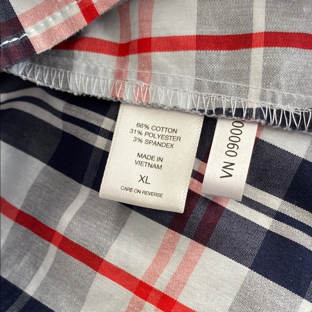 7th avenue Red and White Fitted 3/4 Sleeve Button Down Blouse - Picture 5 of 15